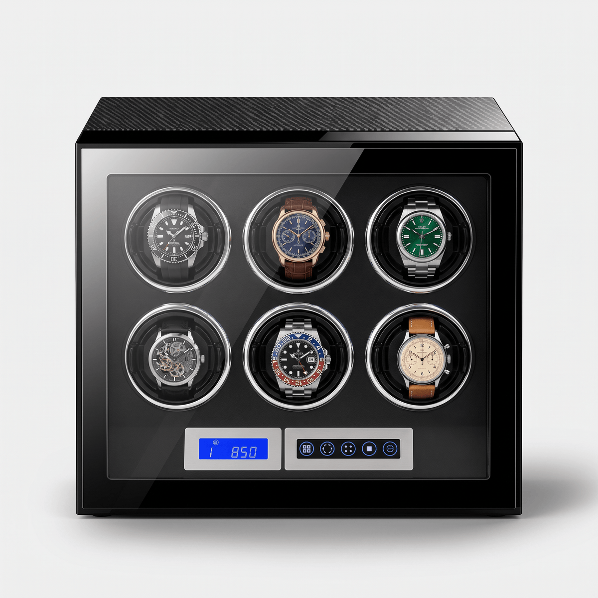 Ravbold 6 emplacements BlackOver – Remontoir à montres en fibre de carbone