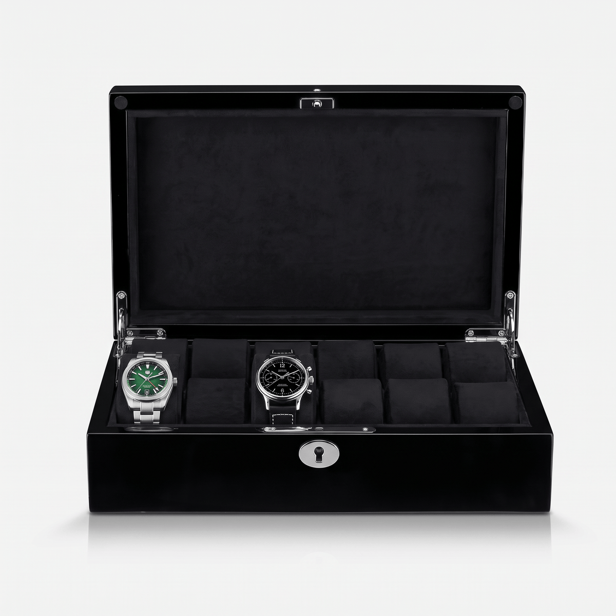 Ravbold Boîte noir avec 12 emplacements Chesterfield box - Boîte à montre en bois laqué