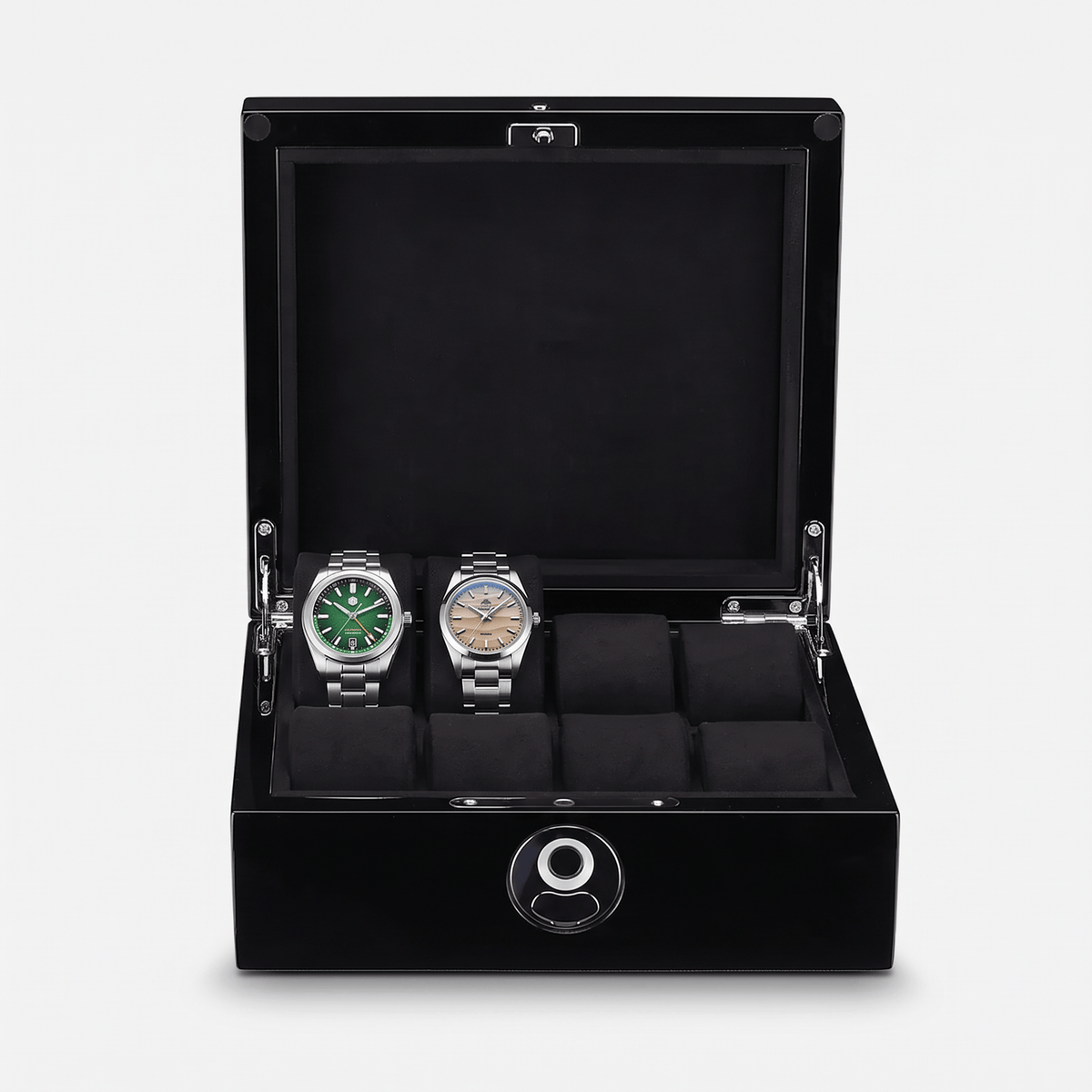 Ravbold Boîte noir avec 8 emplacements Chesterfield box - Boîte à montre en bois laqué
