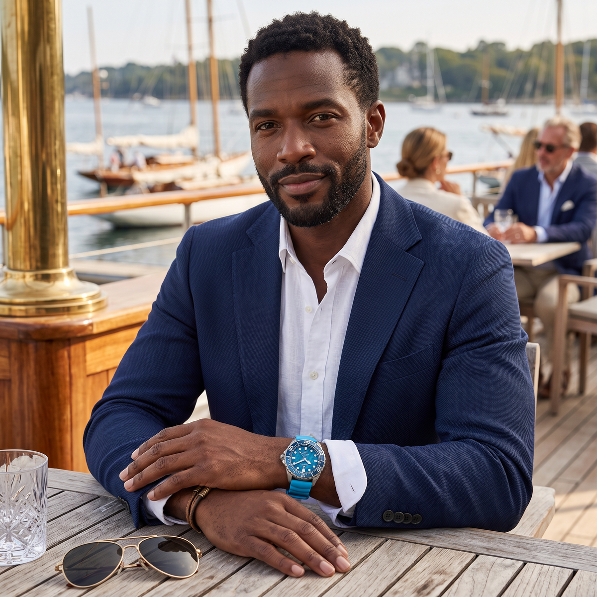 Ravbold Bleu profond Deep Dive - Montre de plongée solaire 45,8 mm