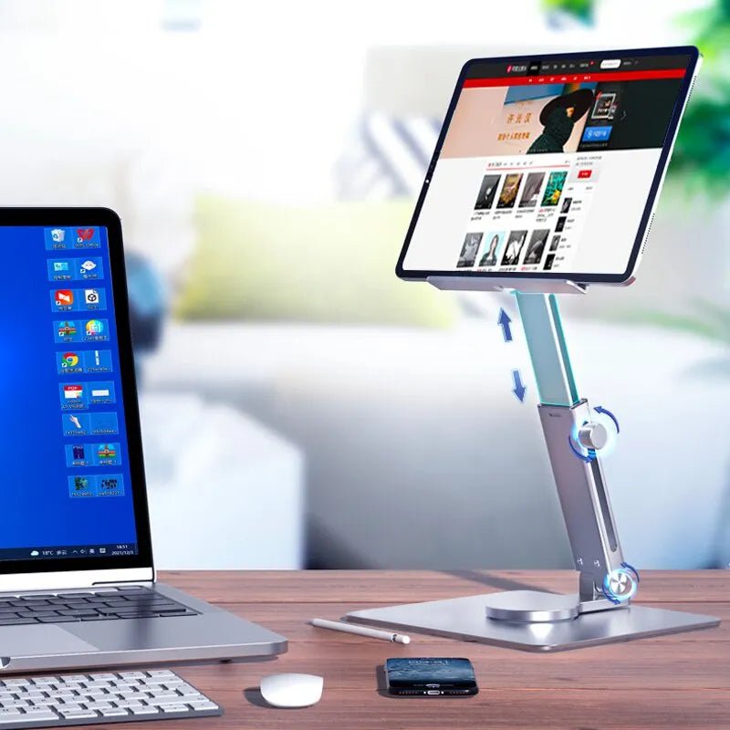 Tekbold Aluminum Tablet Stand 360°Rotating Folding Adjustable Desk Holder Mount Riser for iPad Pro Air 4 Mini 12.9 4-14 Inch Xiaomi Tab