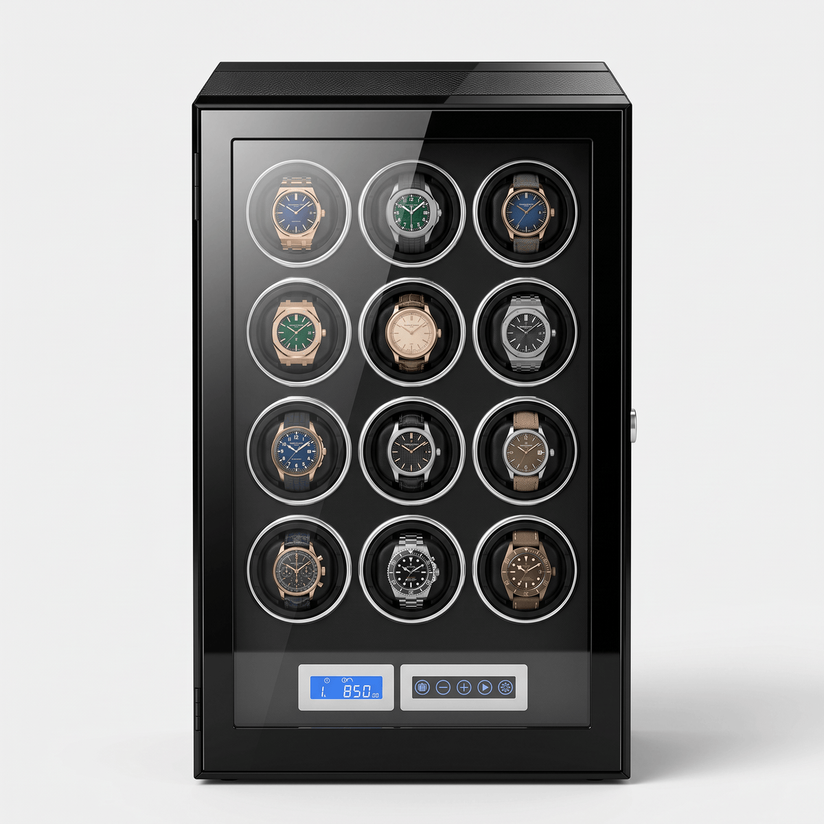 Ravbold 12 emplacements BlackOver – Remontoir à montres en fibre de carbone