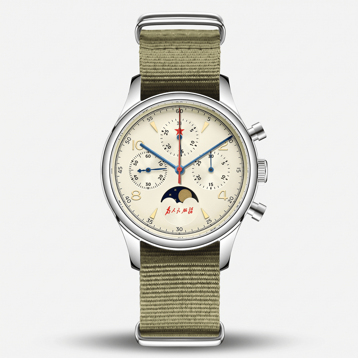 Ravbold Crème Duty Moon - Montre demi lune 40 mm