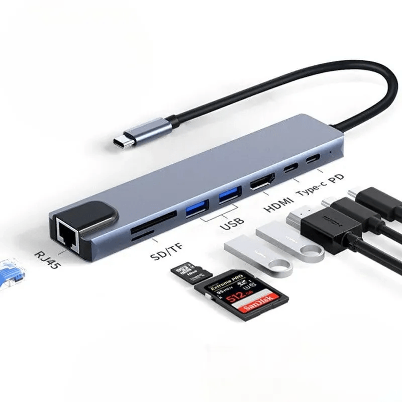 Tekbold Gris HubTek -  Hub adaptateur HDMI 4K USB type-C