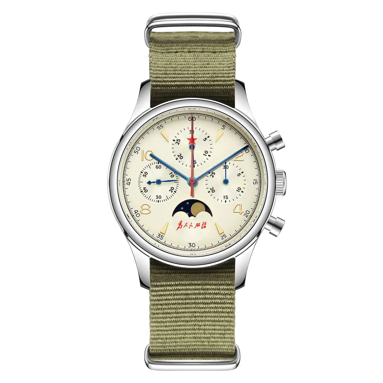 Ravbold Cream Dial Original 1963 Men's 40mm  ST1908 Moonphase Manual Winding Movement Mechanical Chronograph Sapphire Glass Cream Dial Watch