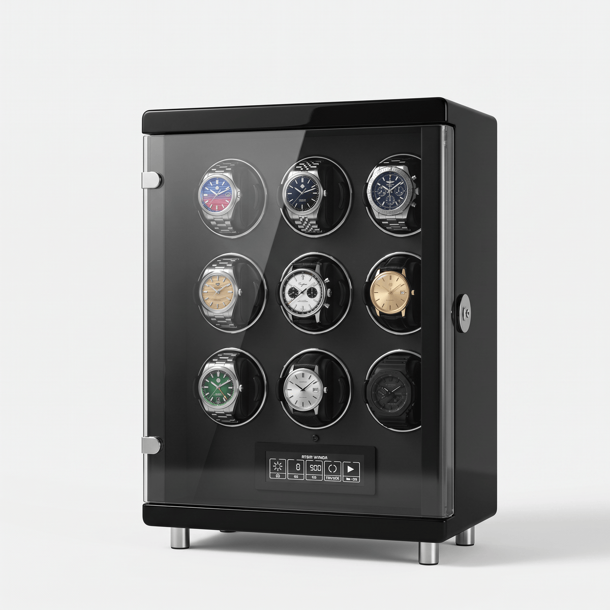 Ravbold 9 emplacements Torx - Coffret de rangement pour montres en bois de luxe avec remontoir automatique
